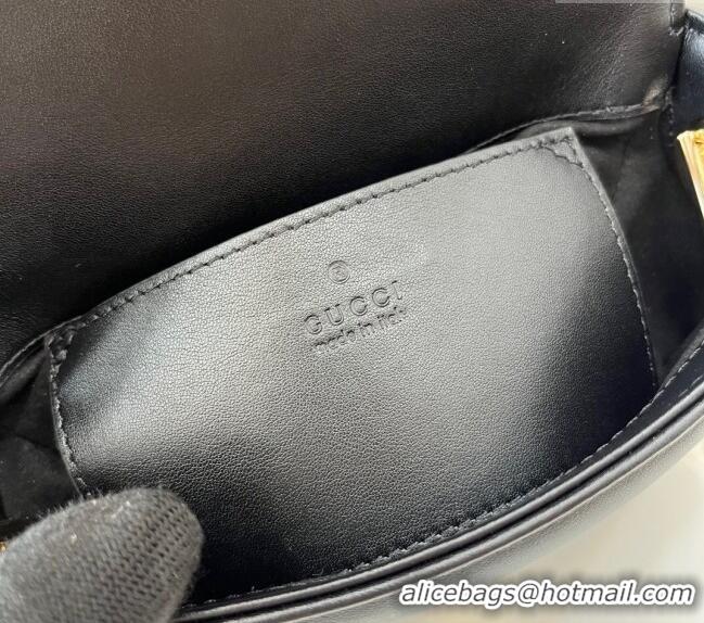 Low Cost Gucci GG Marmont Leather Mini Top Handle Bag 811238 Black 2024