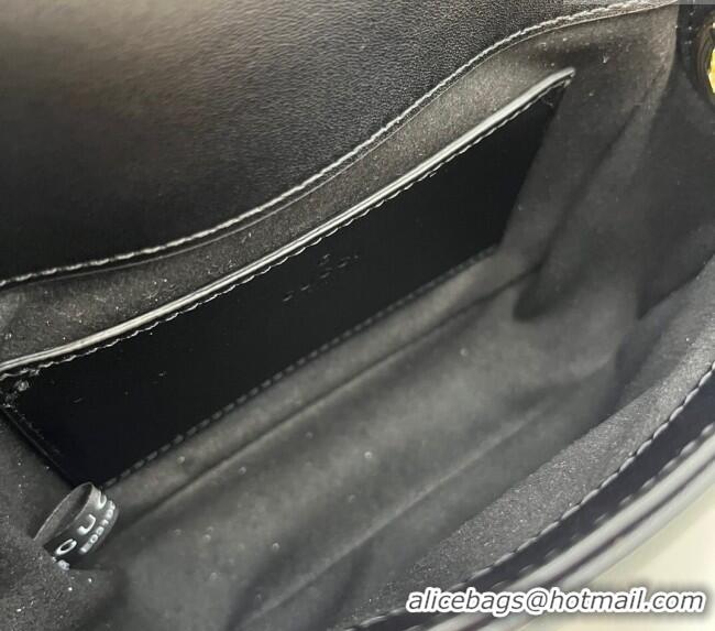 Low Cost Gucci GG Marmont Leather Mini Top Handle Bag 811238 Black 2024