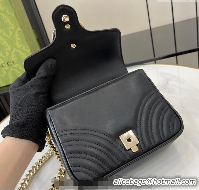 Low Cost Gucci GG Marmont Leather Mini Top Handle Bag 811238 Black 2024