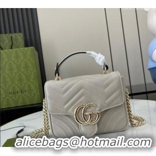 New Design Gucci GG Marmont Leather Mini Top Handle Bag 811238 Grey 2024