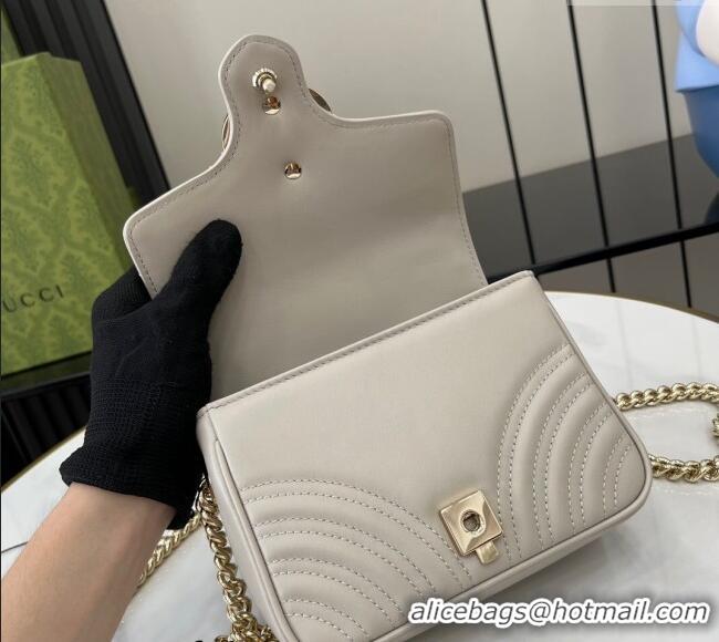 New Design Gucci GG Marmont Leather Mini Top Handle Bag 811238 Grey 2024