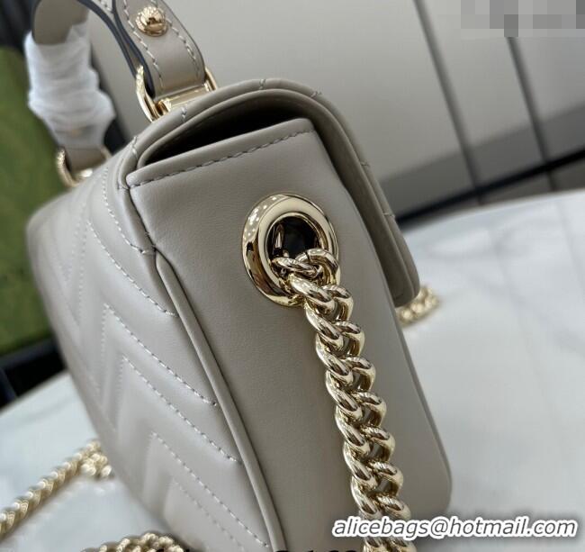 New Design Gucci GG Marmont Leather Mini Top Handle Bag 811238 Grey 2024