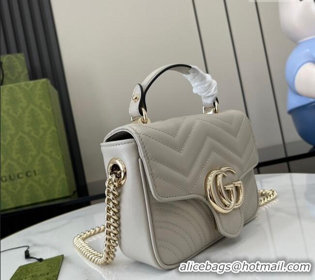 New Design Gucci GG Marmont Leather Mini Top Handle Bag 811238 Grey 2024