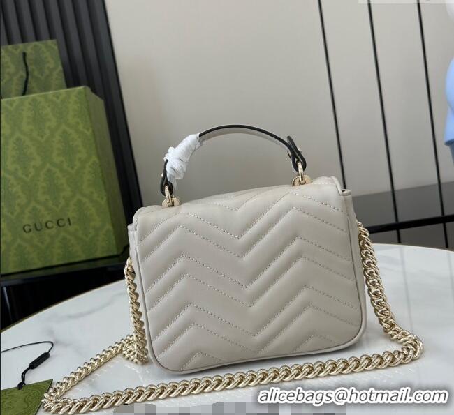 New Design Gucci GG Marmont Leather Mini Top Handle Bag 811238 Grey 2024