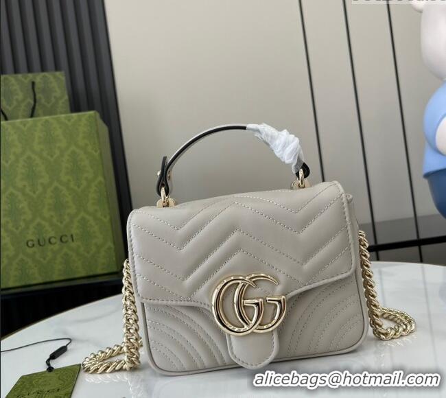 New Design Gucci GG Marmont Leather Mini Top Handle Bag 811238 Grey 2024
