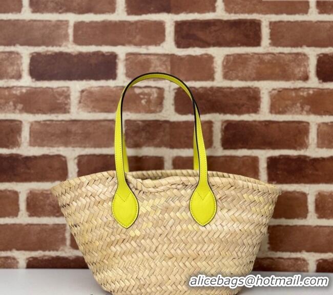 Grade Design Gucci Mini Straw Tote Bag with Gucci Logo 782381 Yellow 2024