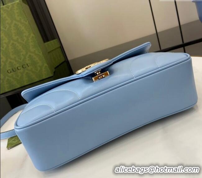 Market Sells Gucci GG Marmont Matelasse Leather Small Shoulder Bag 443497 Light Blue 2024