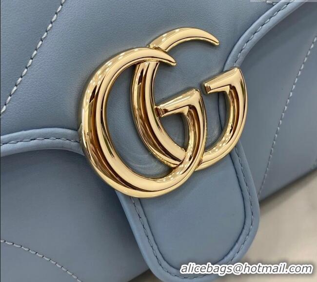 Market Sells Gucci GG Marmont Matelasse Leather Small Shoulder Bag 443497 Light Blue 2024