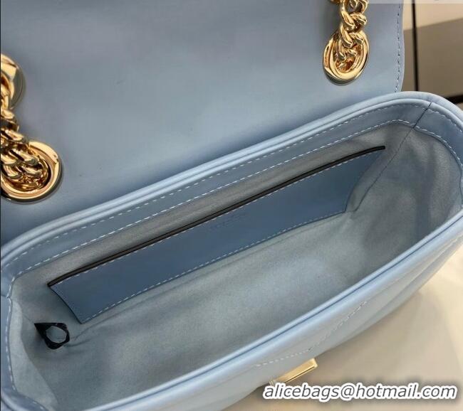 Well Crafted Gucci GG Marmont Matelasse Leather Mini Bag 446744 Light Blue 2024