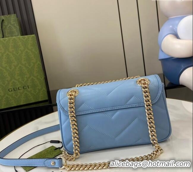 Well Crafted Gucci GG Marmont Matelasse Leather Mini Bag 446744 Light Blue 2024