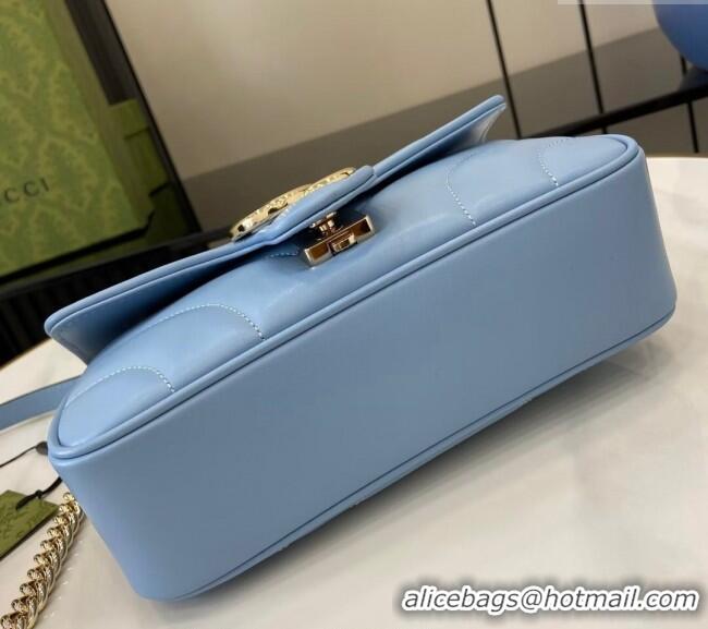 Well Crafted Gucci GG Marmont Matelasse Leather Mini Bag 446744 Light Blue 2024
