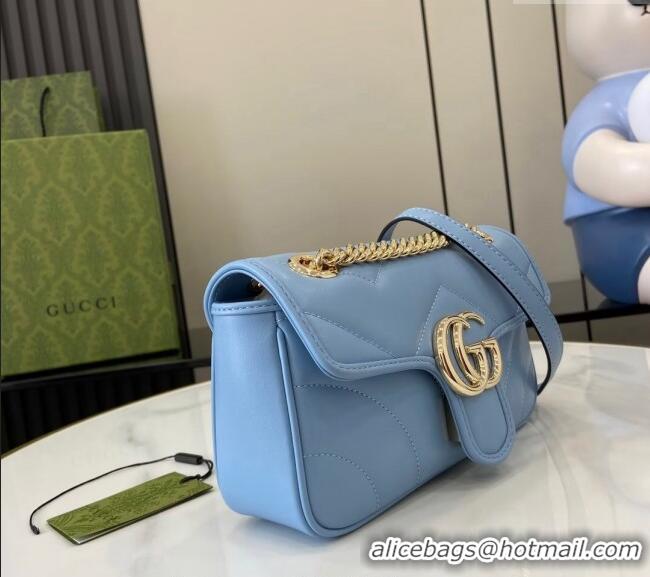 Well Crafted Gucci GG Marmont Matelasse Leather Mini Bag 446744 Light Blue 2024
