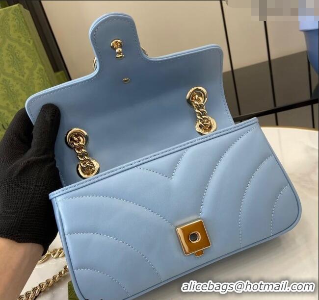 Well Crafted Gucci GG Marmont Matelasse Leather Mini Bag 446744 Light Blue 2024