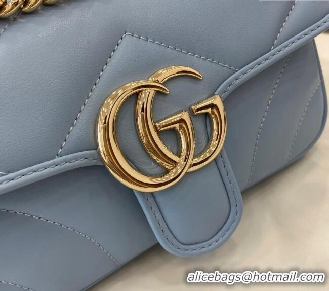 Well Crafted Gucci GG Marmont Matelasse Leather Mini Bag 446744 Light Blue 2024