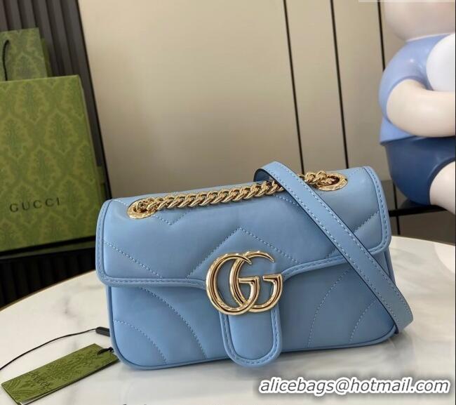 Well Crafted Gucci GG Marmont Matelasse Leather Mini Bag 446744 Light Blue 2024