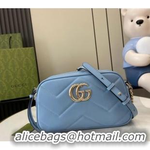 Buy Wholesale Gucci GG Marmont Matelasse Leather Small Shoulder Bag 447632 Light Blue 2024