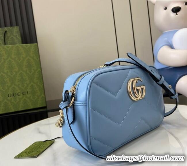 Buy Wholesale Gucci GG Marmont Matelasse Leather Small Shoulder Bag 447632 Light Blue 2024