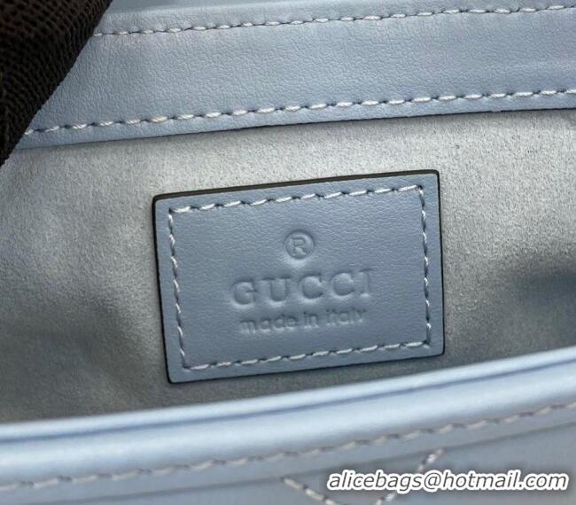 High Quality Gucci GG Marmont Matelasse Leather Super Mini Bag ‎476433 Light Blue 2024