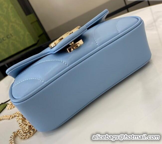 High Quality Gucci GG Marmont Matelasse Leather Super Mini Bag ‎476433 Light Blue 2024