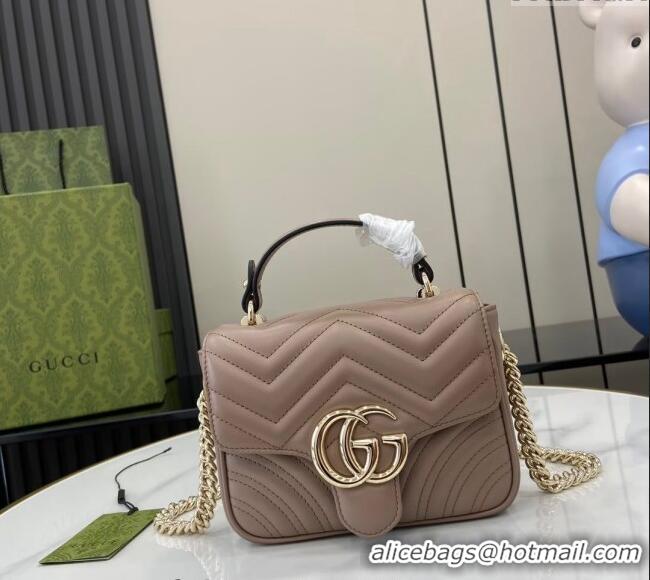 Grade Cheap Gucci GG Marmont Leather Mini Top Handle Bag 811238 Dusty Beige 2024