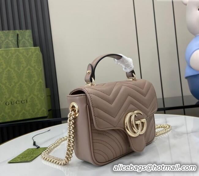 Grade Cheap Gucci GG Marmont Leather Mini Top Handle Bag 811238 Dusty Beige 2024