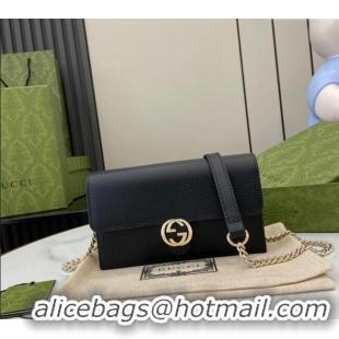 Good Product Gucci Blondie Grained Leather Mini Bag with Chain 510314 Black 2024