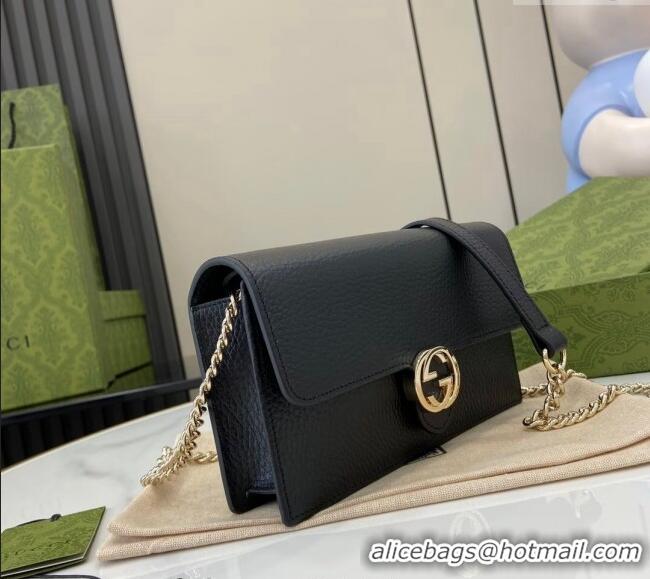 Good Product Gucci Blondie Grained Leather Mini Bag with Chain 510314 Black 2024