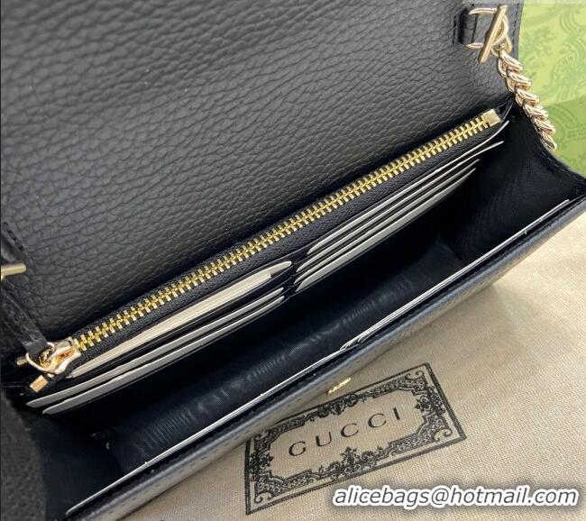 Good Product Gucci Blondie Grained Leather Mini Bag with Chain 510314 Black 2024