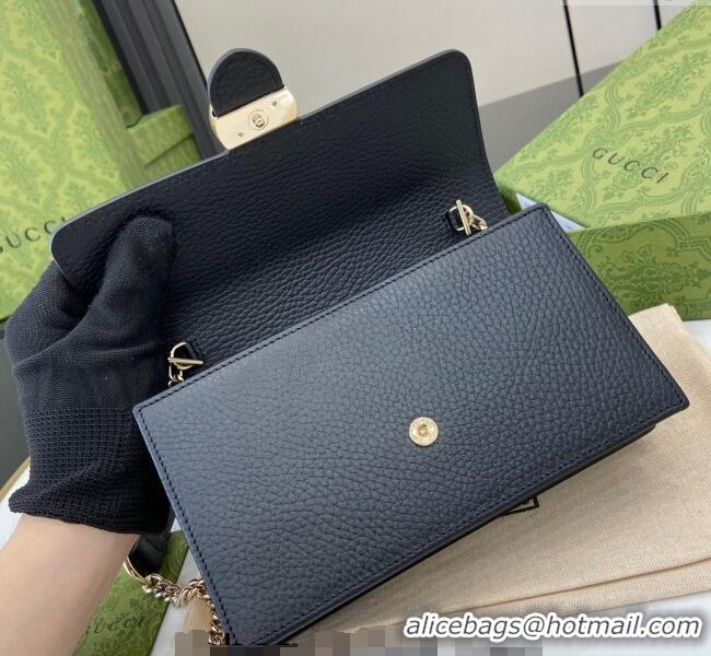 Good Product Gucci Blondie Grained Leather Mini Bag with Chain 510314 Black 2024