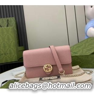 Well Crafted Gucci Blondie Grained Leather Mini Bag with Chain 510314 Light Pink 2024