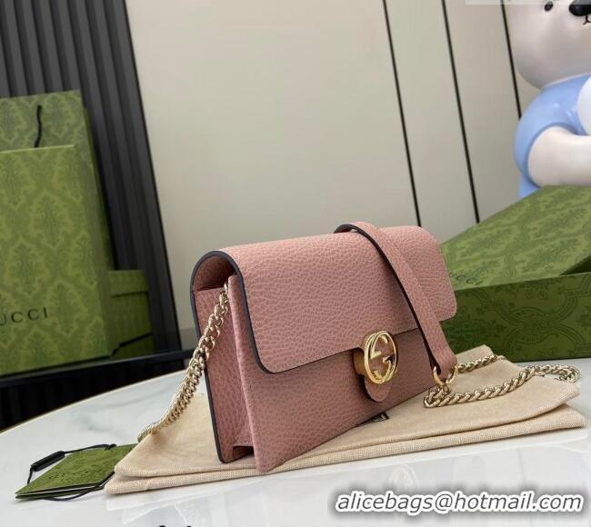 Well Crafted Gucci Blondie Grained Leather Mini Bag with Chain 510314 Light Pink 2024