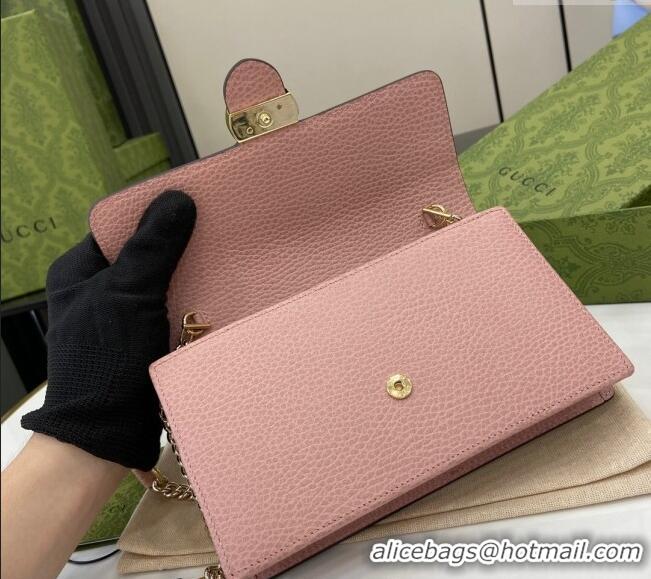 Well Crafted Gucci Blondie Grained Leather Mini Bag with Chain 510314 Light Pink 2024