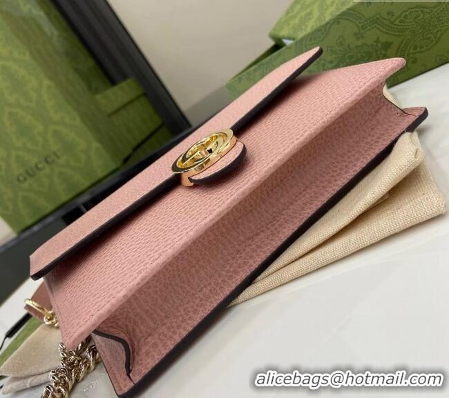 Well Crafted Gucci Blondie Grained Leather Mini Bag with Chain 510314 Light Pink 2024