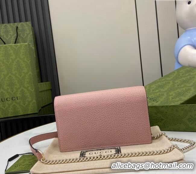 Well Crafted Gucci Blondie Grained Leather Mini Bag with Chain 510314 Light Pink 2024