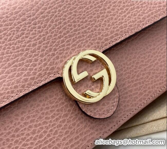 Well Crafted Gucci Blondie Grained Leather Mini Bag with Chain 510314 Light Pink 2024