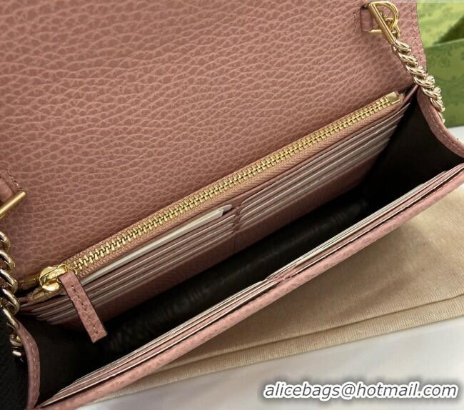 Well Crafted Gucci Blondie Grained Leather Mini Bag with Chain 510314 Light Pink 2024