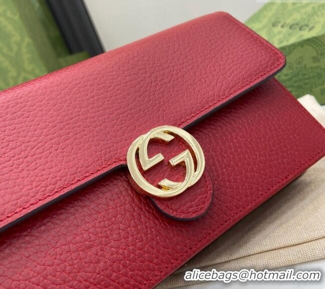 Best Quality Gucci Blondie Grained Leather Mini Bag with Chain 510314 Red 2024
