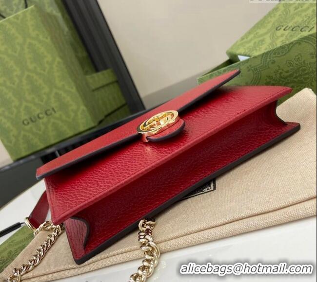 Best Quality Gucci Blondie Grained Leather Mini Bag with Chain 510314 Red 2024