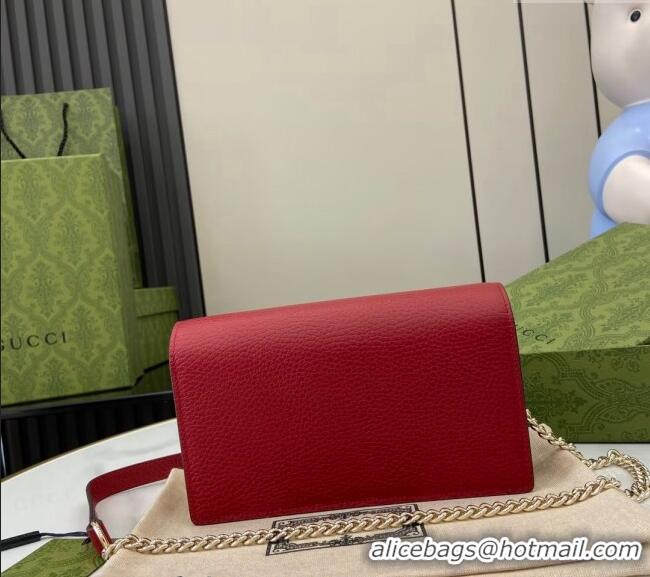Best Quality Gucci Blondie Grained Leather Mini Bag with Chain 510314 Red 2024