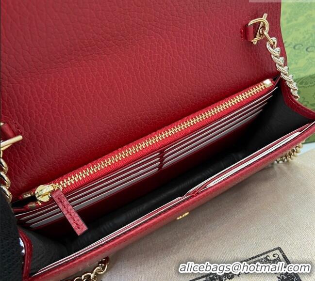 Best Quality Gucci Blondie Grained Leather Mini Bag with Chain 510314 Red 2024