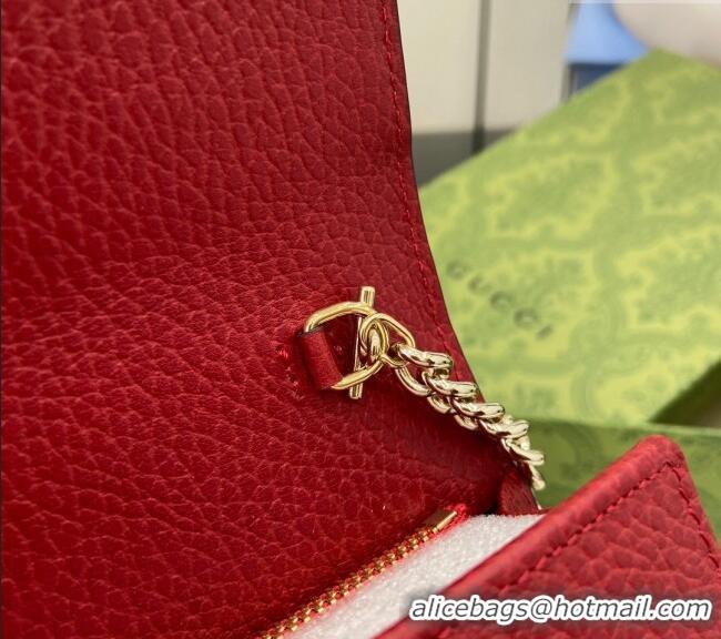 Best Quality Gucci Blondie Grained Leather Mini Bag with Chain 510314 Red 2024