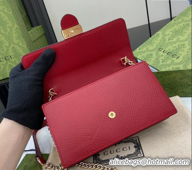 Best Quality Gucci Blondie Grained Leather Mini Bag with Chain 510314 Red 2024