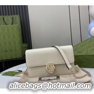 High Quality Gucci Blondie Grained Leather Mini Bag with Chain 510314 White 2024