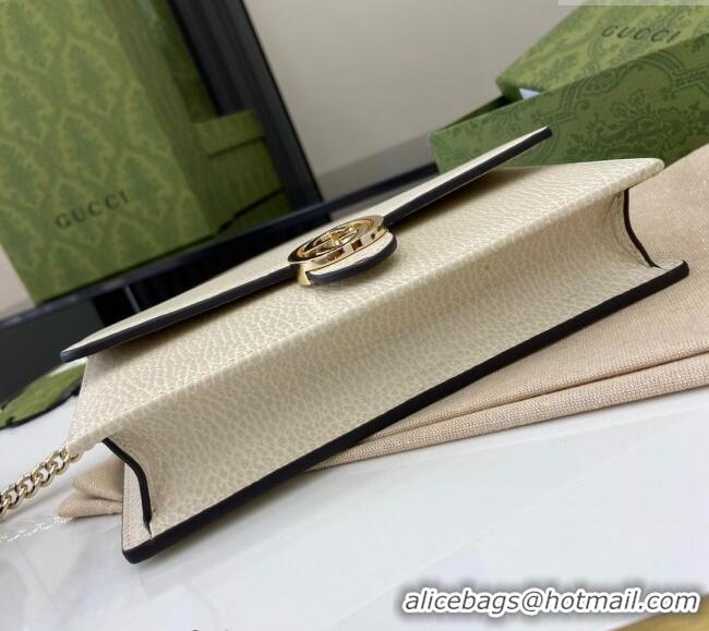 High Quality Gucci Blondie Grained Leather Mini Bag with Chain 510314 White 2024