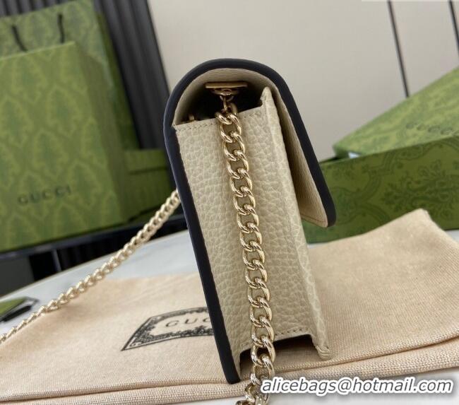 High Quality Gucci Blondie Grained Leather Mini Bag with Chain 510314 White 2024