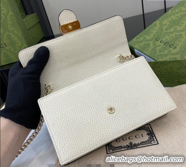 High Quality Gucci Blondie Grained Leather Mini Bag with Chain 510314 White 2024
