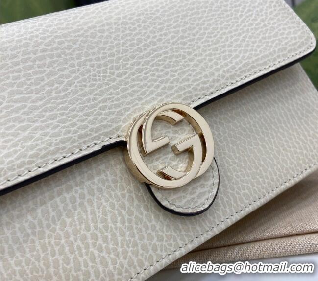 High Quality Gucci Blondie Grained Leather Mini Bag with Chain 510314 White 2024