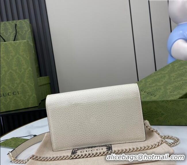 High Quality Gucci Blondie Grained Leather Mini Bag with Chain 510314 White 2024