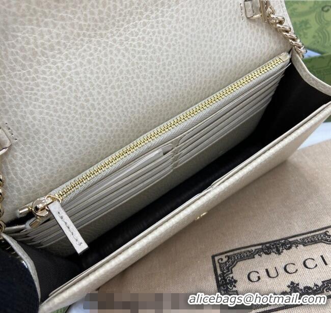 High Quality Gucci Blondie Grained Leather Mini Bag with Chain 510314 White 2024