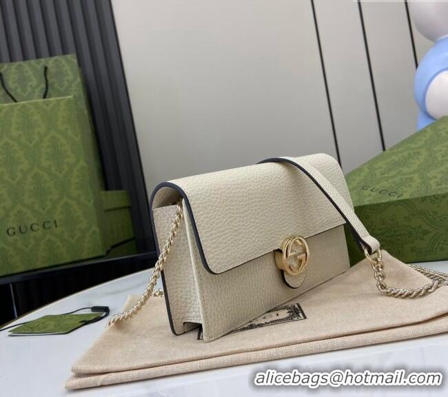 High Quality Gucci Blondie Grained Leather Mini Bag with Chain 510314 White 2024